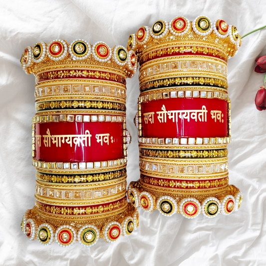 Premium Bridal Saubhagyawati Chooda Set for Karwachauth & Wedding | Traditional Red Bridal Chooda Bangles for Women