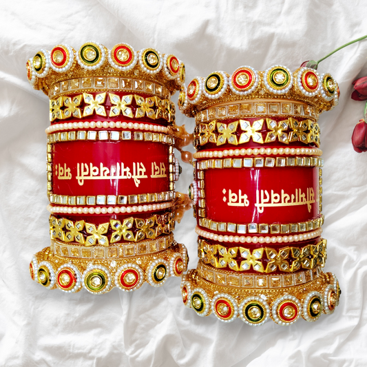 Premium Bridal Saubhagyawati Chooda Set for Karwa Chauth & Wedding | Traditional Red Dulhan Bangles Set for Women