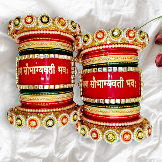 Premium Bridal Saubhagyawati Chooda Set for Women | Traditional Red Dulhan Chooda Bangles for Marriage & Karwa Chauth Special