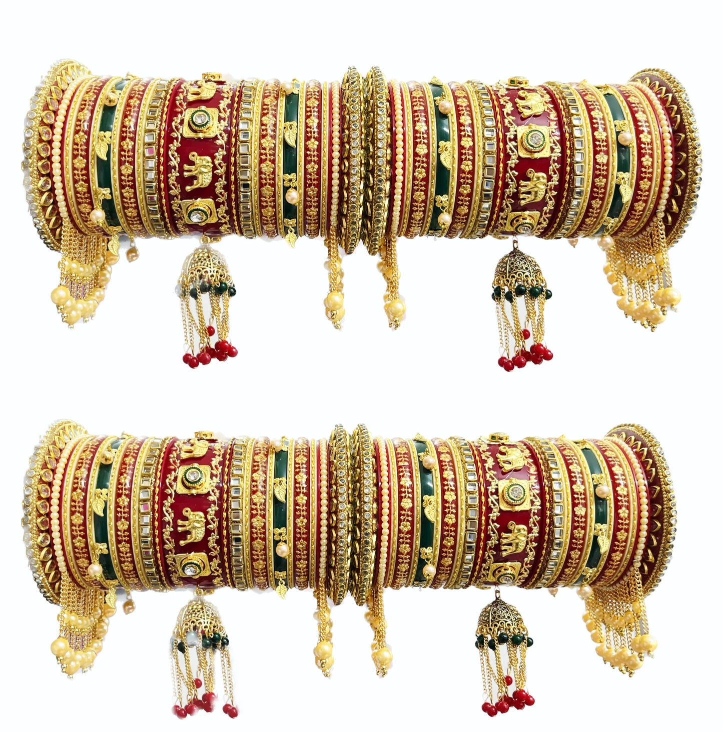 Minal Maroon Bridal Chuda With Hathi Patla