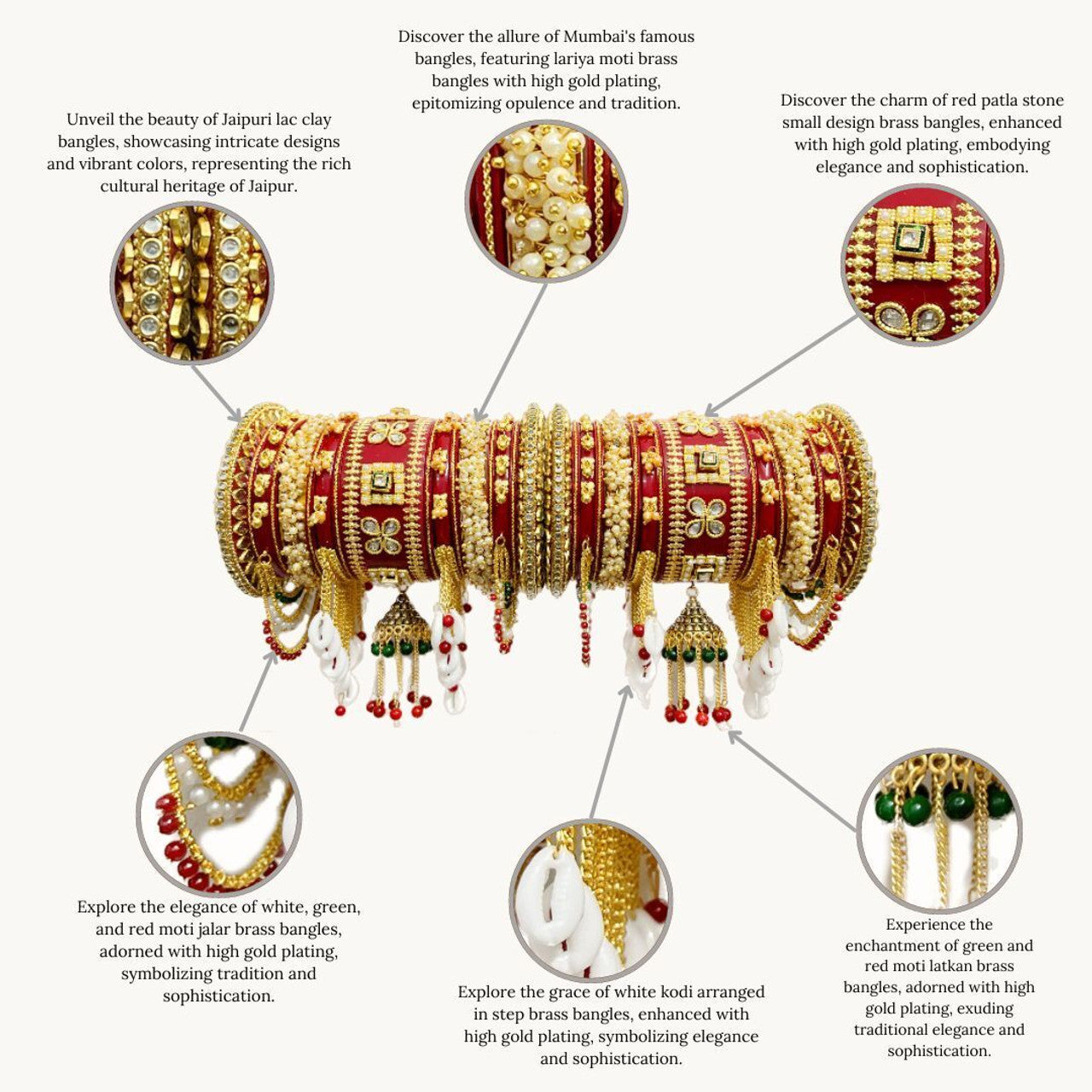 Premium Pearls Kundan Bangles Indian Bridal Jewelry Chuda Set