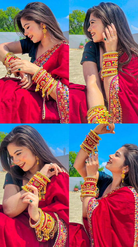 Beautiful Red & Golden Color Bridal Chooda Set, Wedding Chooda Set for Women