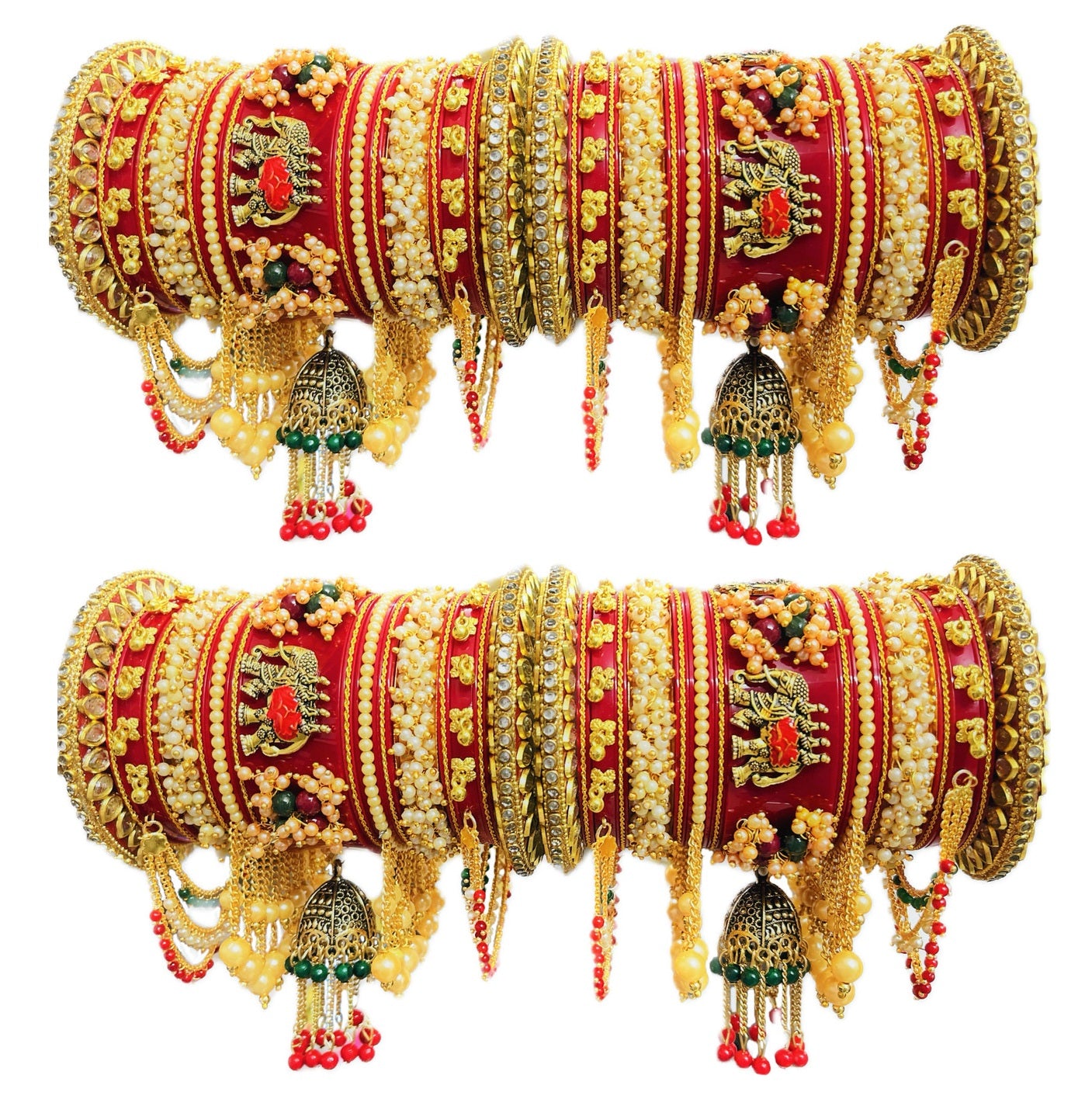 Beautiful Red & Golden Color Bridal Chooda Set, Wedding Chooda Set for Women