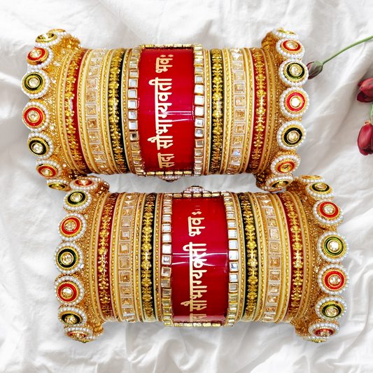 Premium Bridal Saubhagyawati Chooda Set for Karwachauth & Wedding | Traditional Red Bridal Chooda Bangles for Women