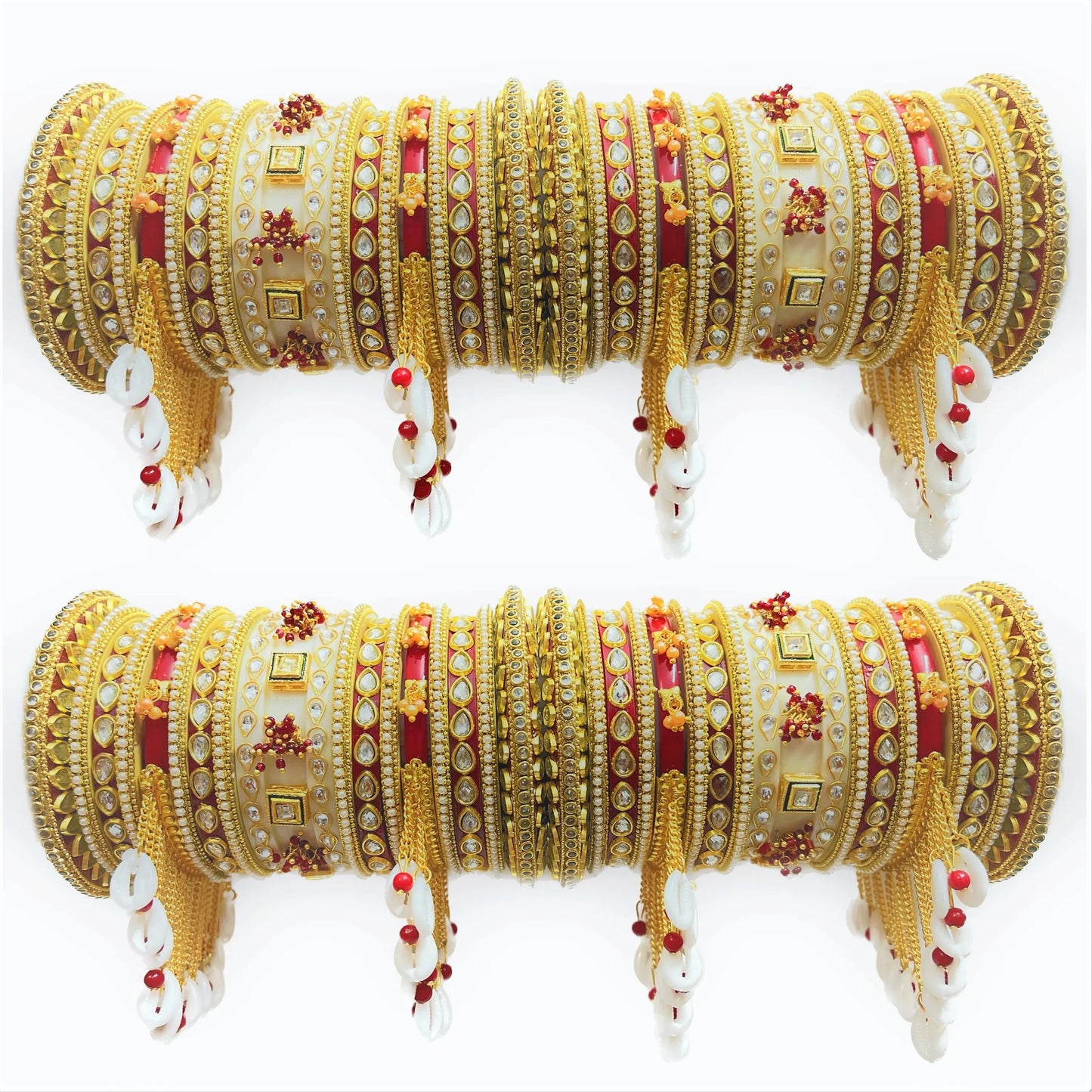 Arpita White Bridal Chuda Set With Latkan