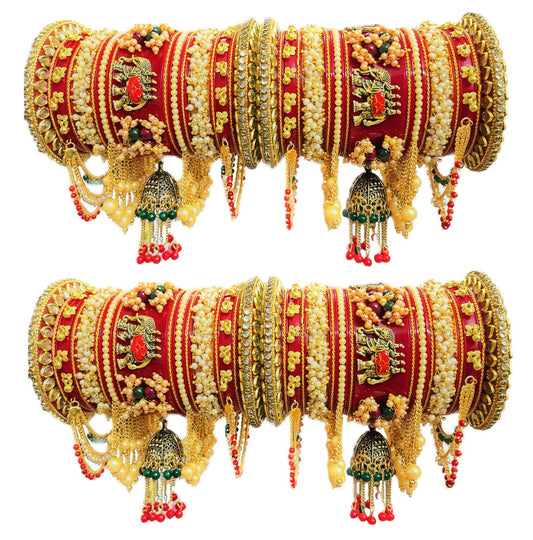 Beautiful Red & Golden Color Bridal Chooda Set, Wedding Chooda Set for Women