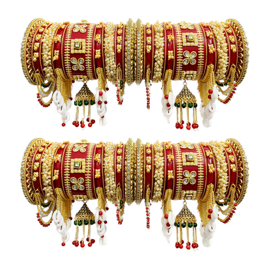 Premium Pearls Kundan Bangles Indian Bridal Jewelry Chuda Set