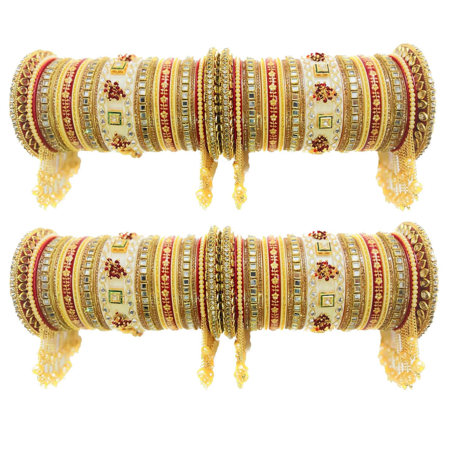 Mehar White and Red Color Bridal Chuda Set