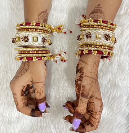 Short White Chura Set with Jhumkha by Ranichuda