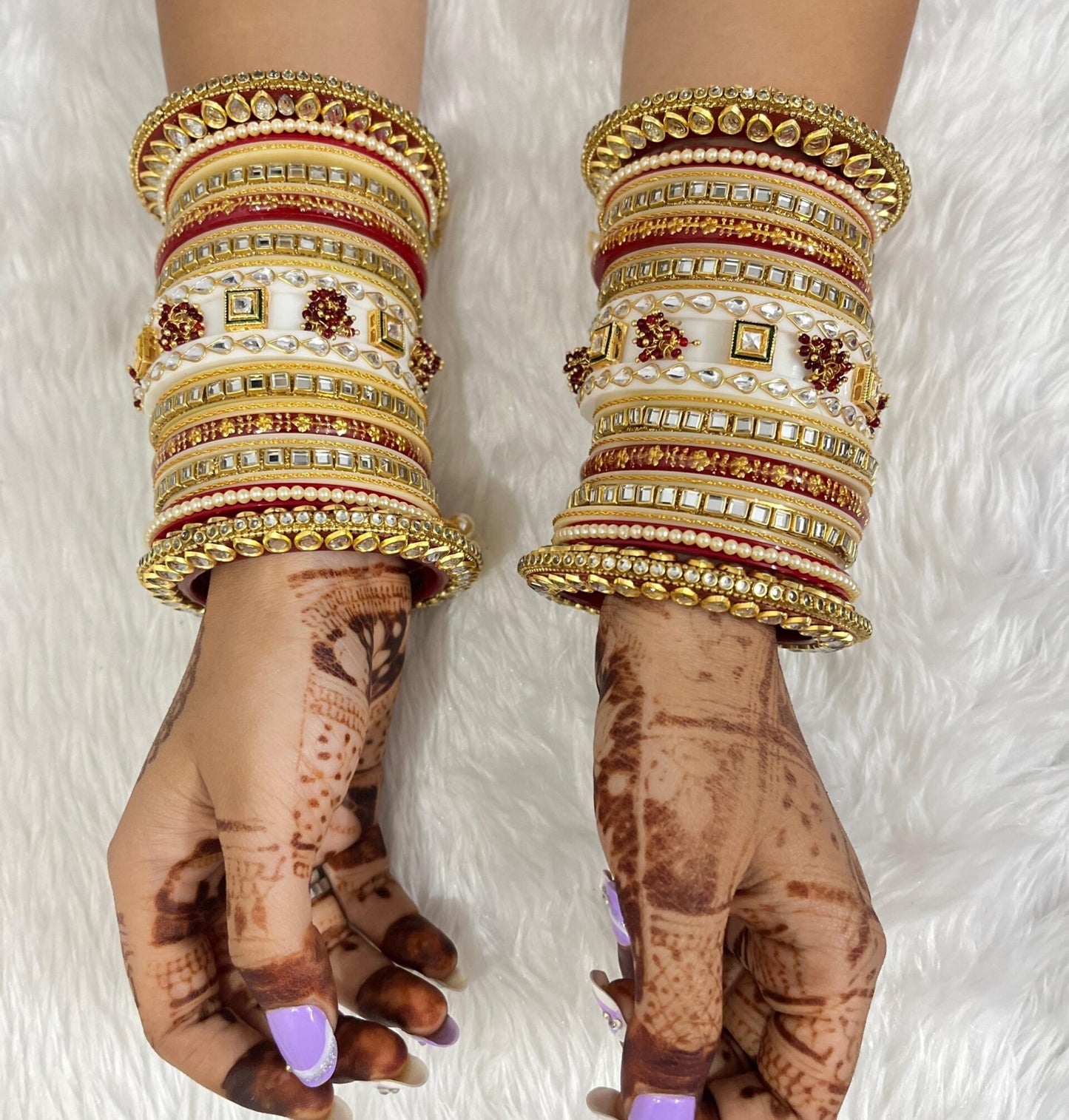Stylish White Chura for Bride
